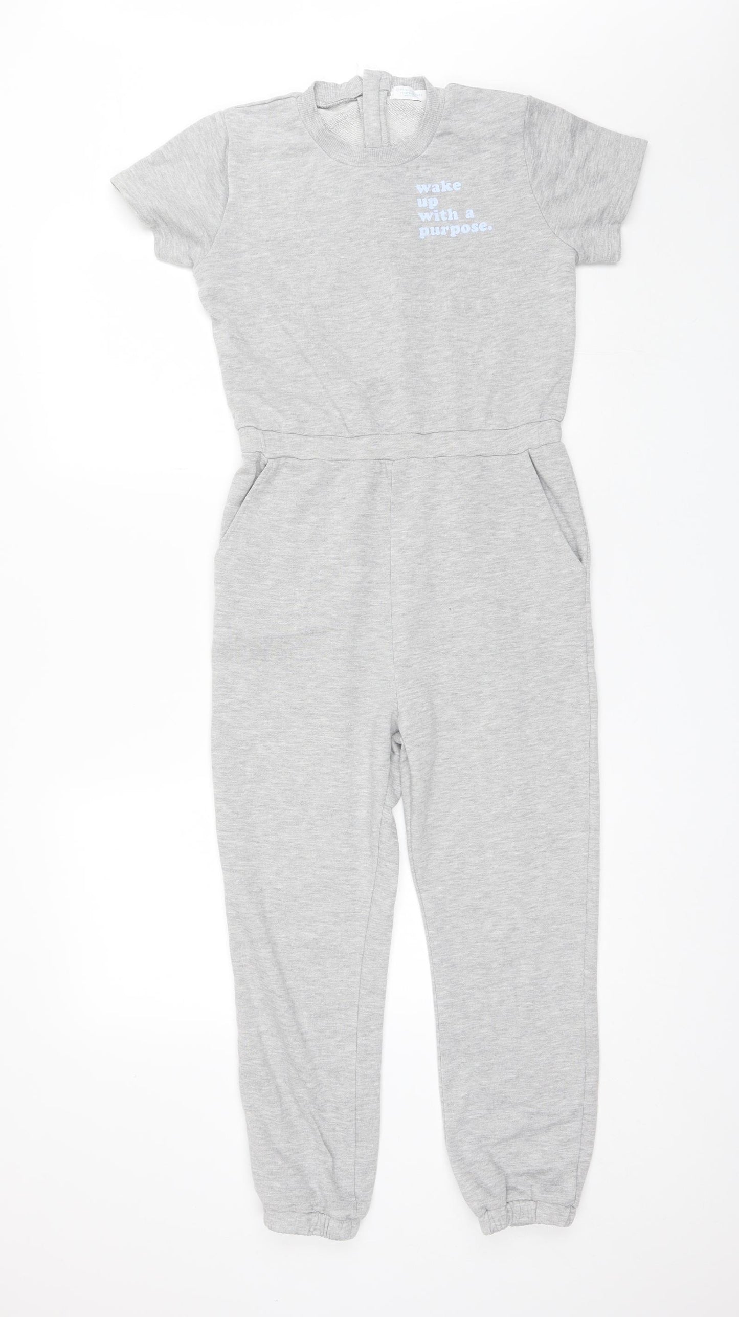 Primark Girls Grey Solid Cotton  One Piece Size 11-12 Years