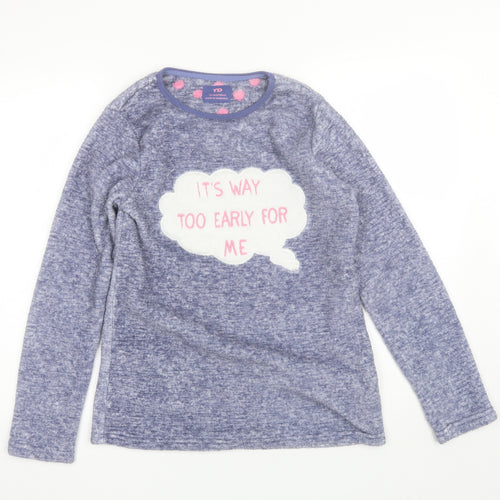 YD Girls Blue Solid Polyester Top Pyjama Top Size 13-14 Years