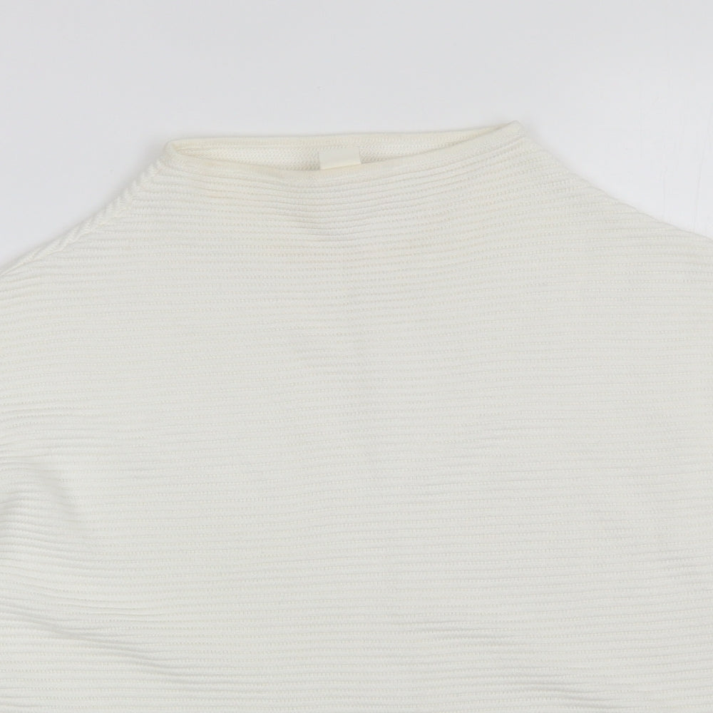 H&M Womens White High Neck  Cotton Pullover Jumper Size M