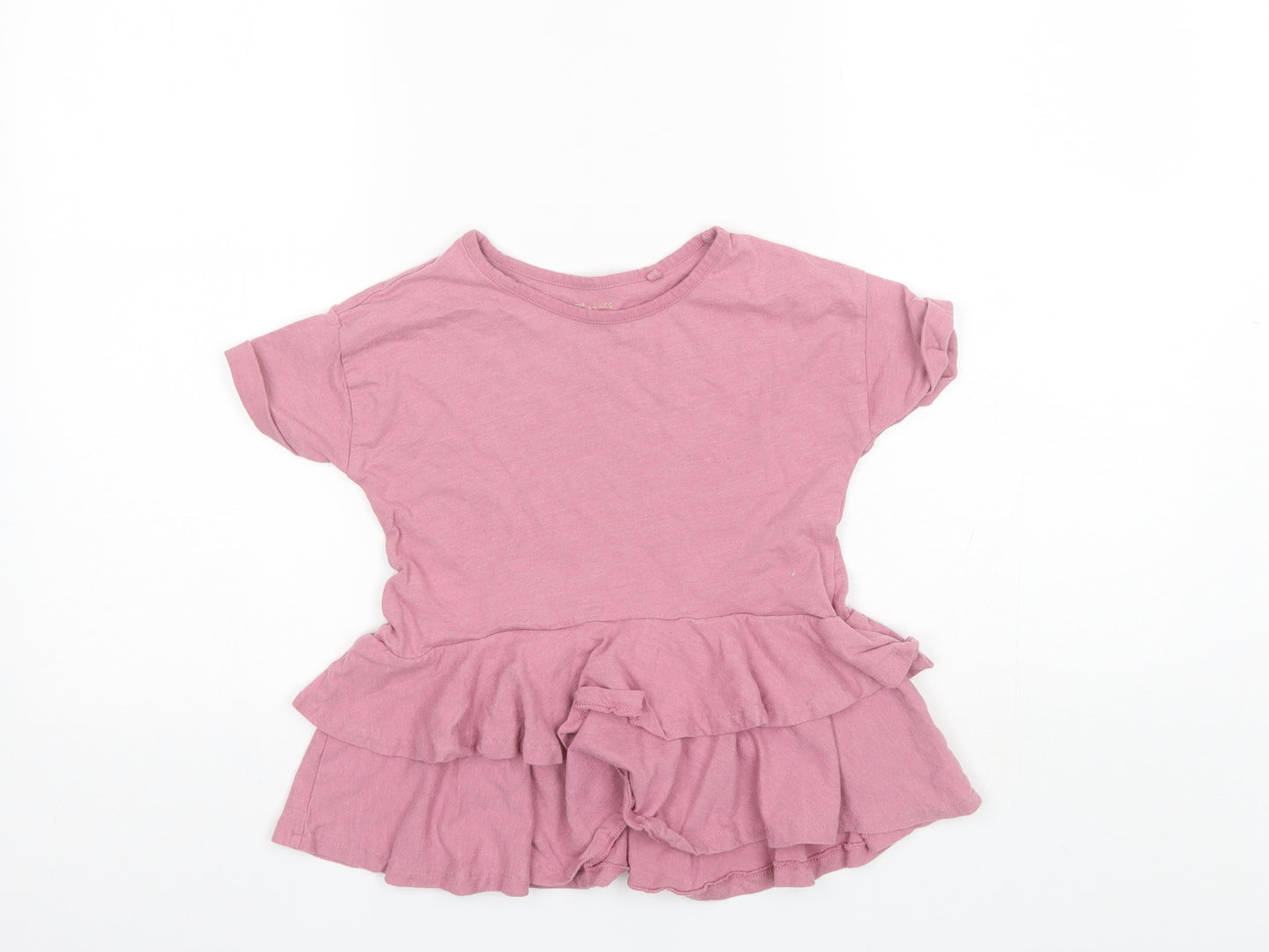 TU Girls Pink  Cotton Basic T-Shirt Size 7 Years Round Neck