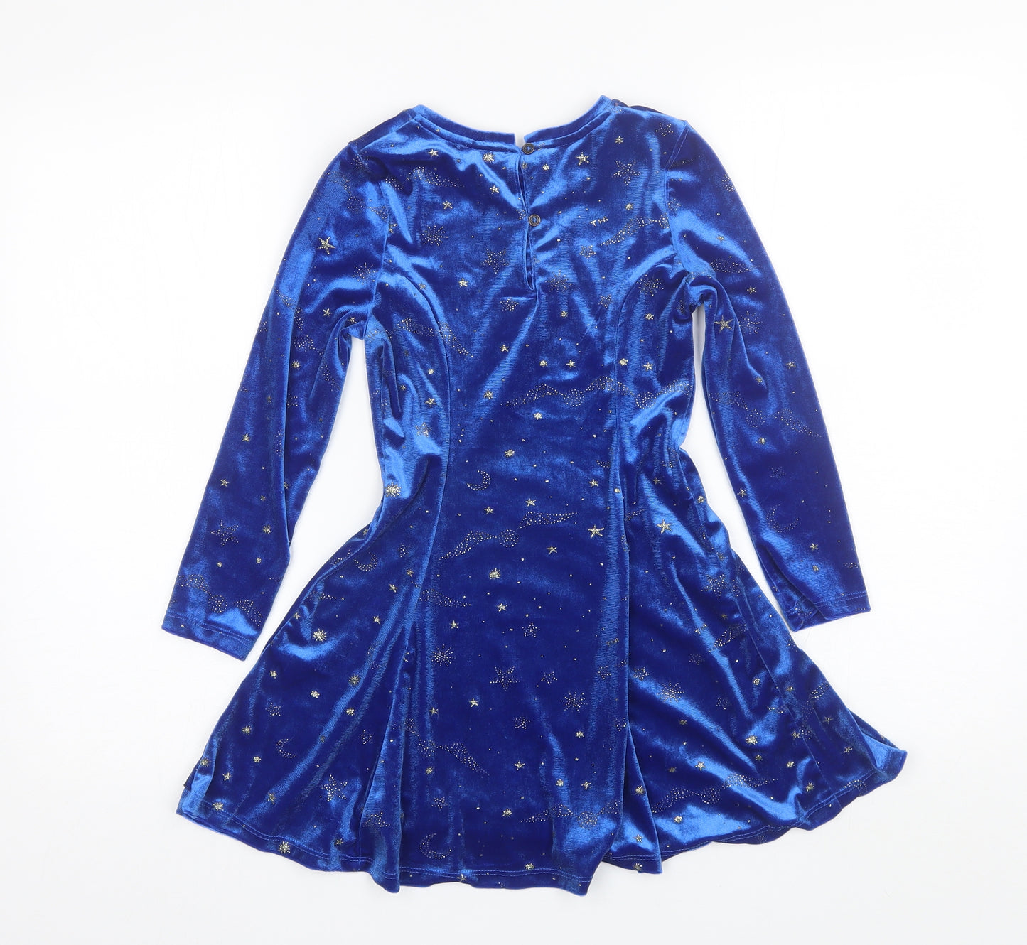 Marks and Spencer Girls Blue  Polyester Shift  Size 6-7 Years  Round Neck