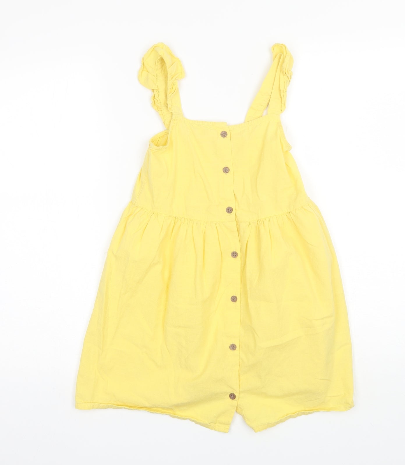 H&M Girls Yellow  Cotton Shift  Size 6-7 Years  Square Neck
