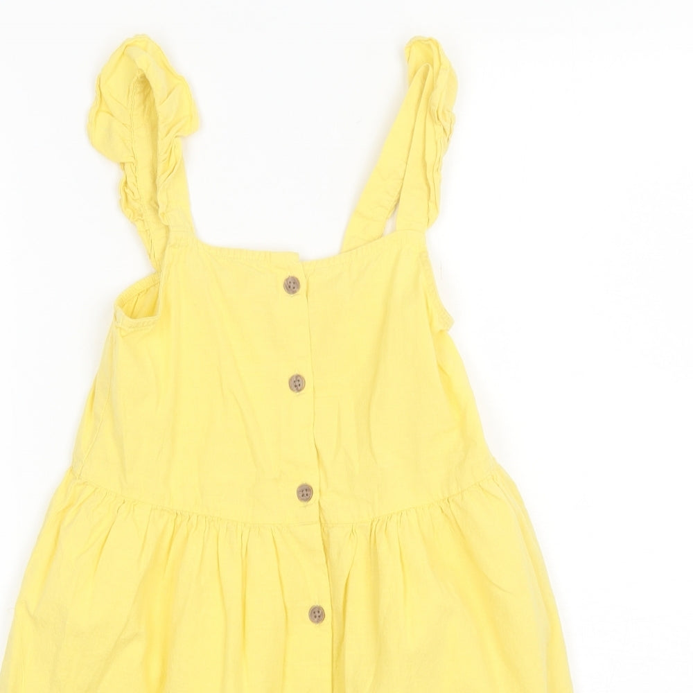 H&M Girls Yellow  Cotton Shift  Size 6-7 Years  Square Neck