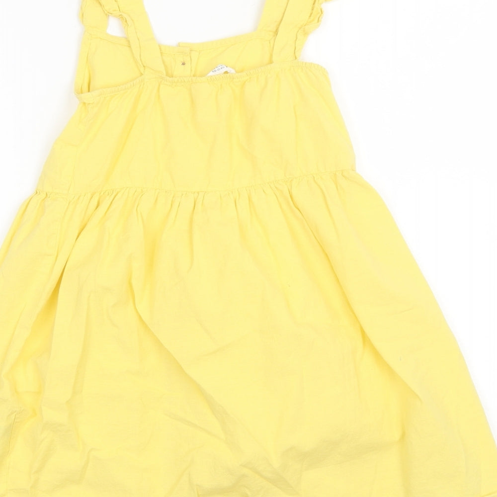 H&M Girls Yellow  Cotton Shift  Size 6-7 Years  Square Neck