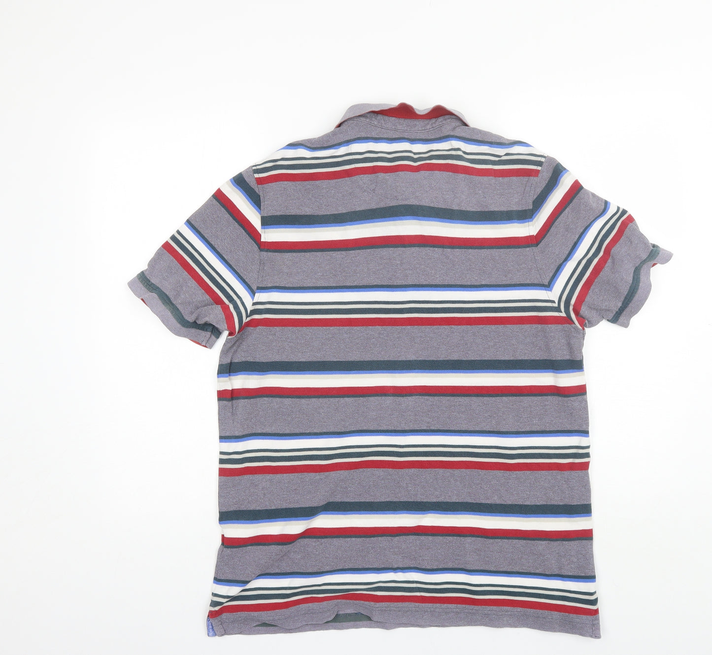 Marks and Spencer Mens Blue Striped Cotton  Polo Size M Collared