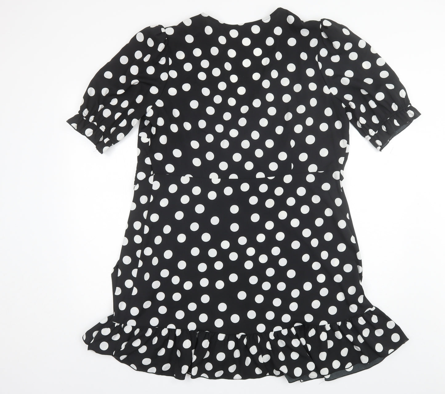 George Womens Black Polka Dot Polyester Wrap Dress  Size 16  V-Neck
