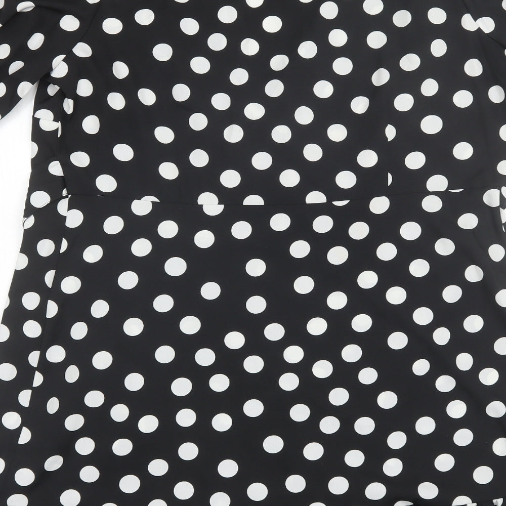 George Womens Black Polka Dot Polyester Wrap Dress  Size 16  V-Neck