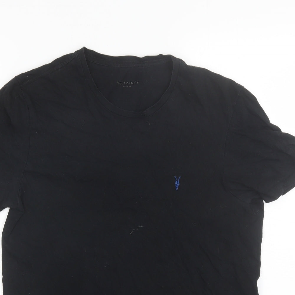 All Saints Mens Black  Cotton Blend  T-Shirt Size M Round Neck