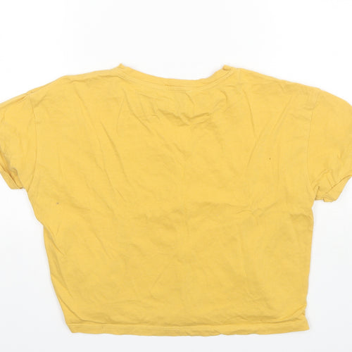 New Look Girls Yellow  Cotton Basic T-Shirt Size 14-15 Years Round Neck