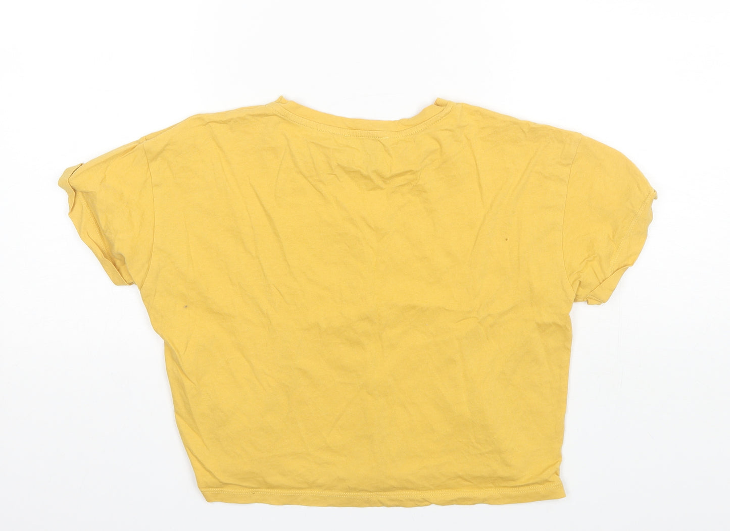 New Look Girls Yellow  Cotton Basic T-Shirt Size 14-15 Years Round Neck