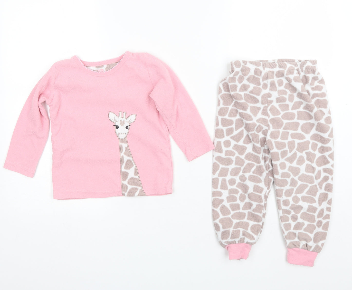 YD Girls Pink Animal Print Polyester  Pyjama Set Size 2-3 Years