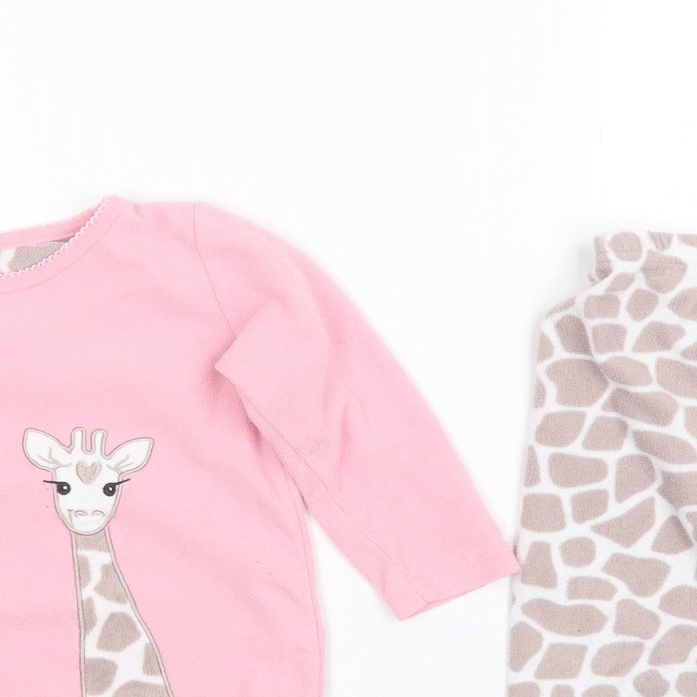 YD Girls Pink Animal Print Polyester  Pyjama Set Size 2-3 Years