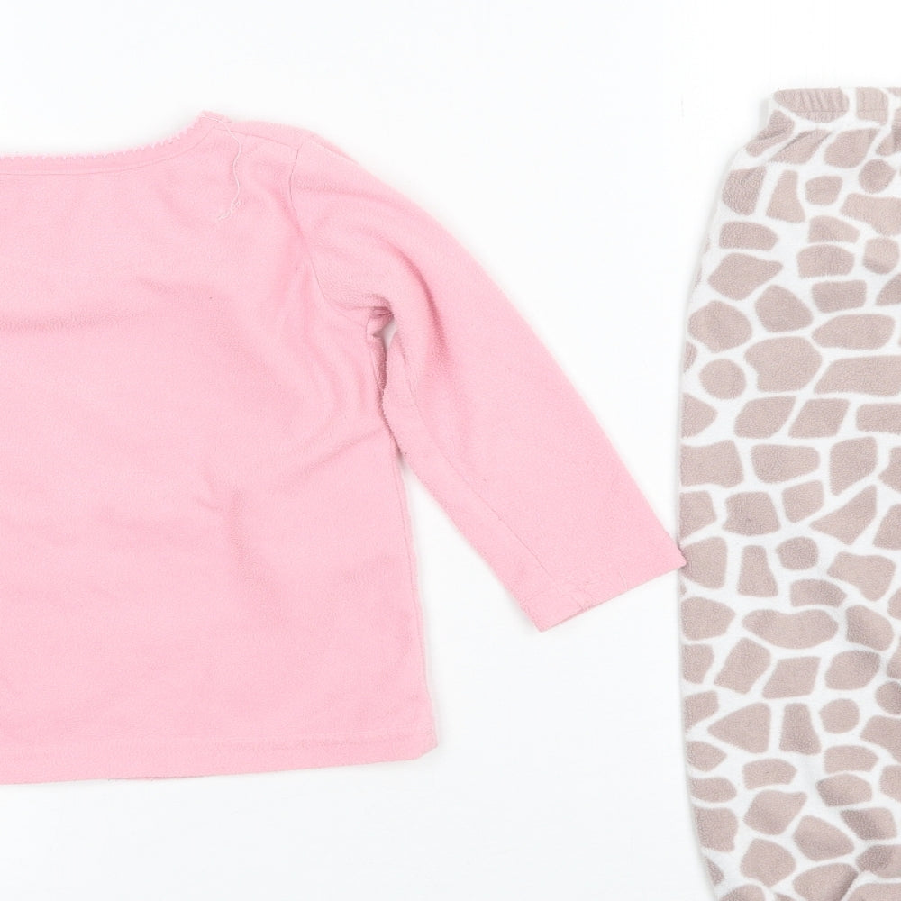YD Girls Pink Animal Print Polyester  Pyjama Set Size 2-3 Years