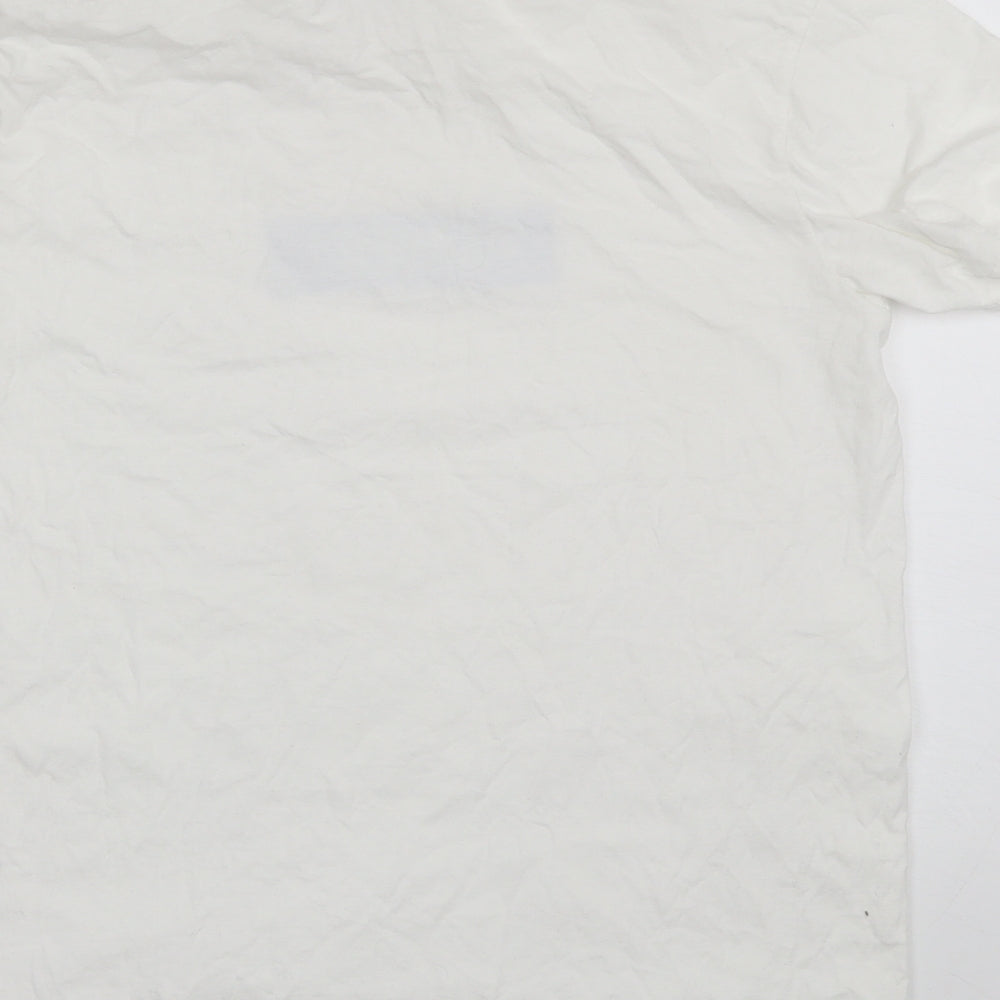 Gilden Womens White  Cotton Basic T-Shirt Size L Round Neck