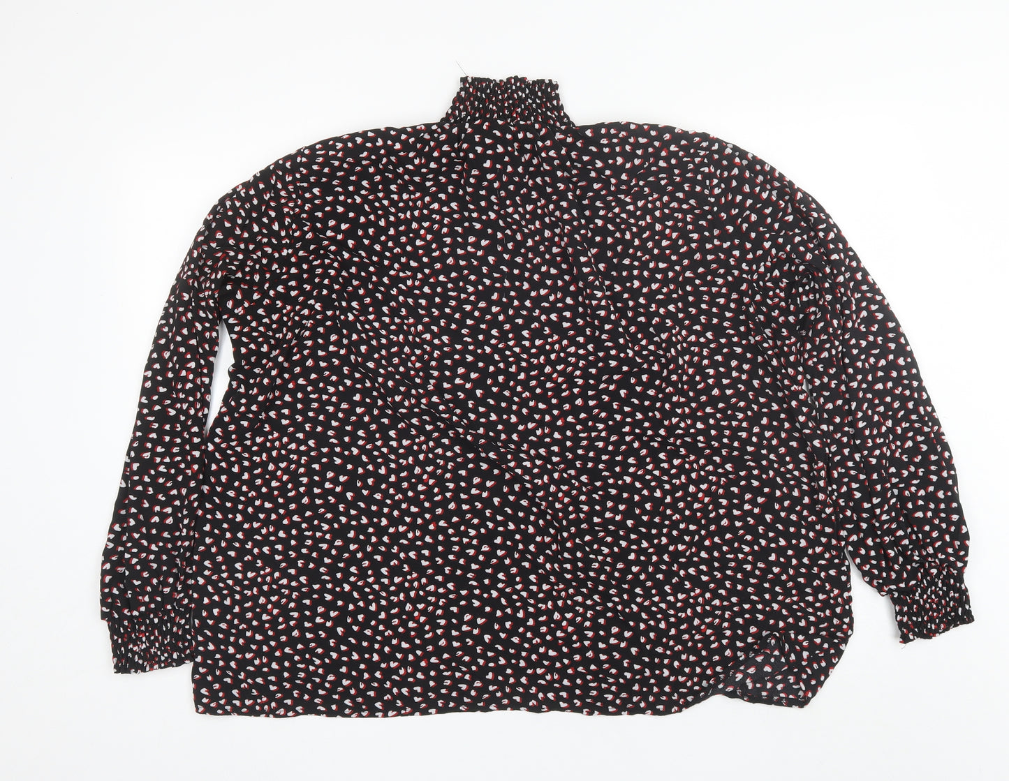 New Look Womens Black Floral Polyester Basic Blouse Size 22 High Neck