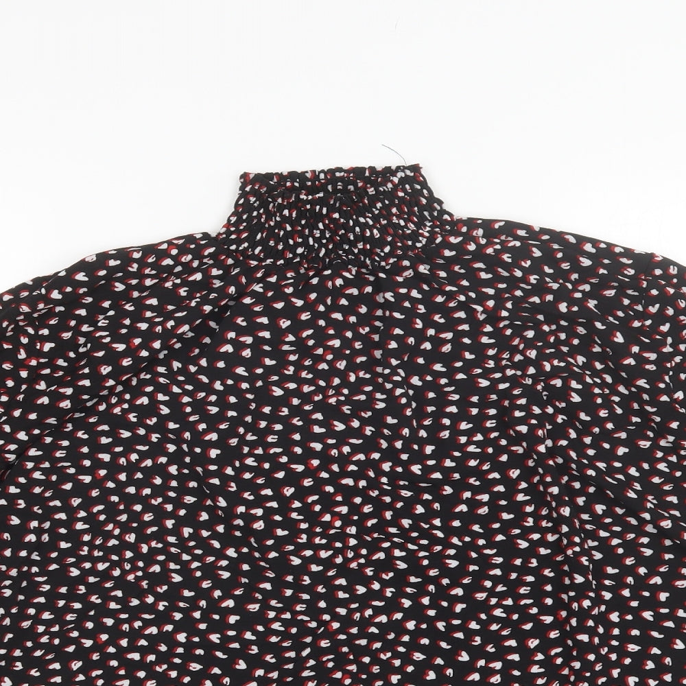 New Look Womens Black Floral Polyester Basic Blouse Size 22 High Neck