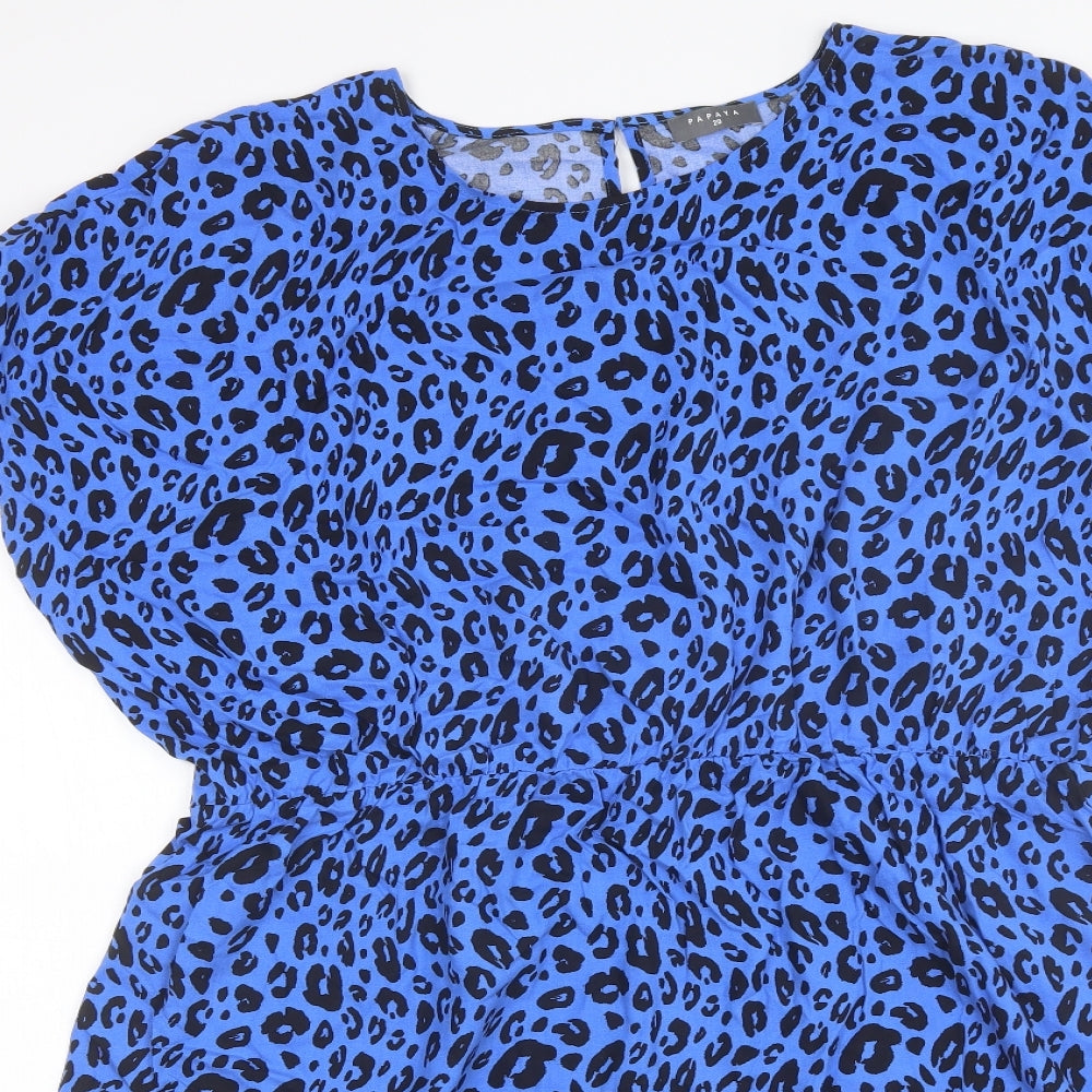 Papaya Womens Blue Animal Print Viscose Shift  Size 20  Round Neck