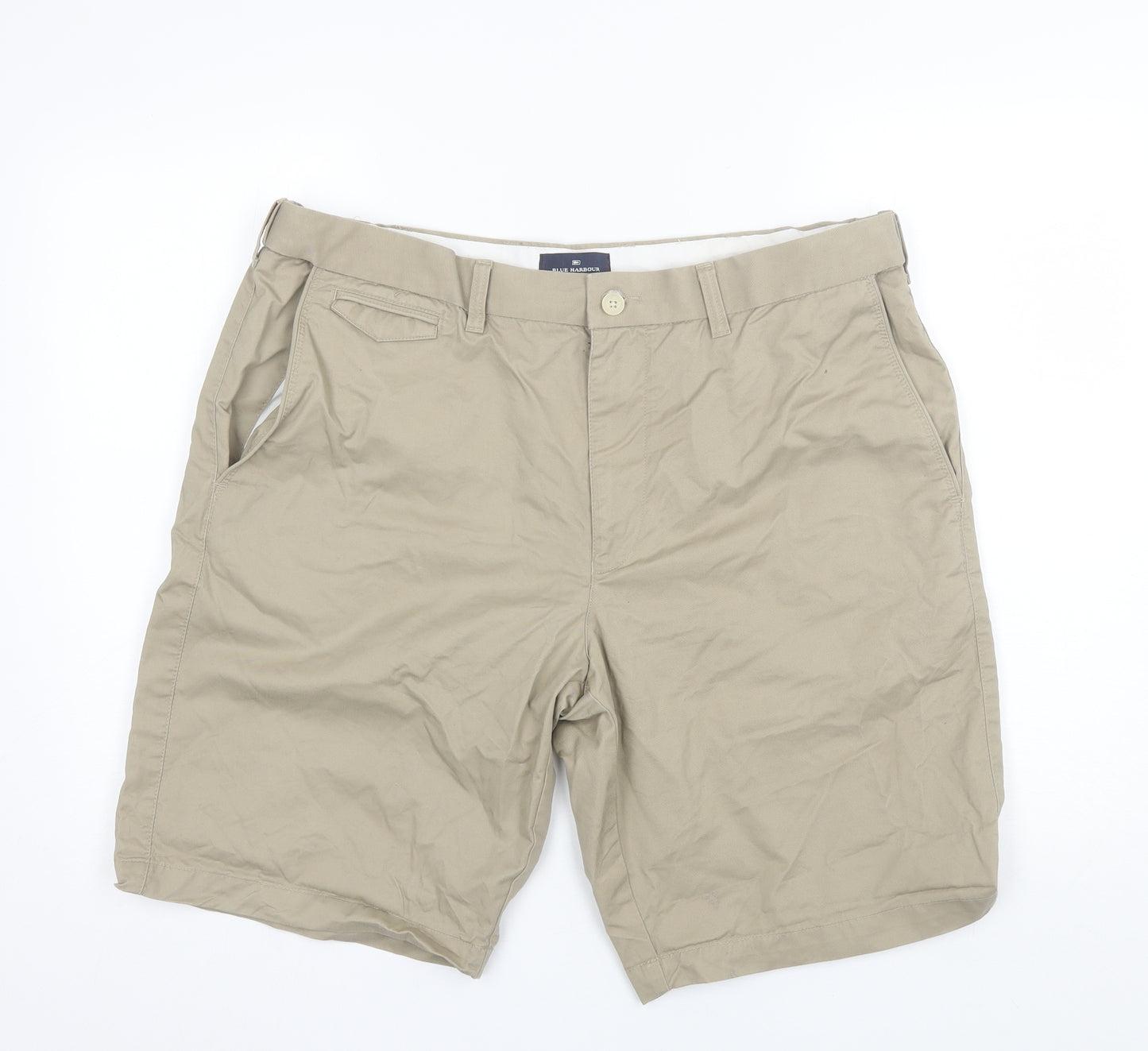 Marks and Spencer Mens Beige  Cotton Chino Shorts Size 38 L11 in Regular