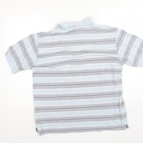 Marks and Spencer Mens Blue Striped Cotton  Polo Size L Collared