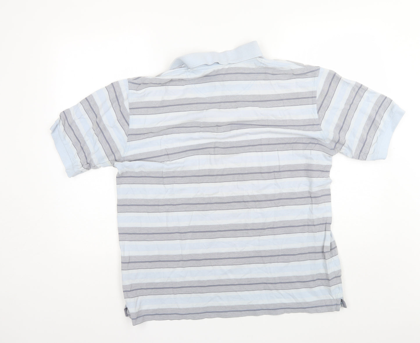 Marks and Spencer Mens Blue Striped Cotton  Polo Size L Collared