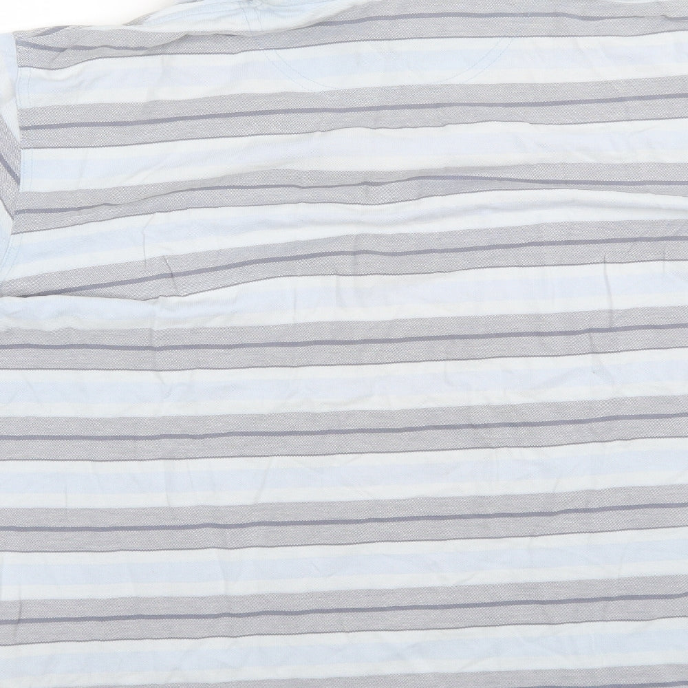 Marks and Spencer Mens Blue Striped Cotton  Polo Size L Collared