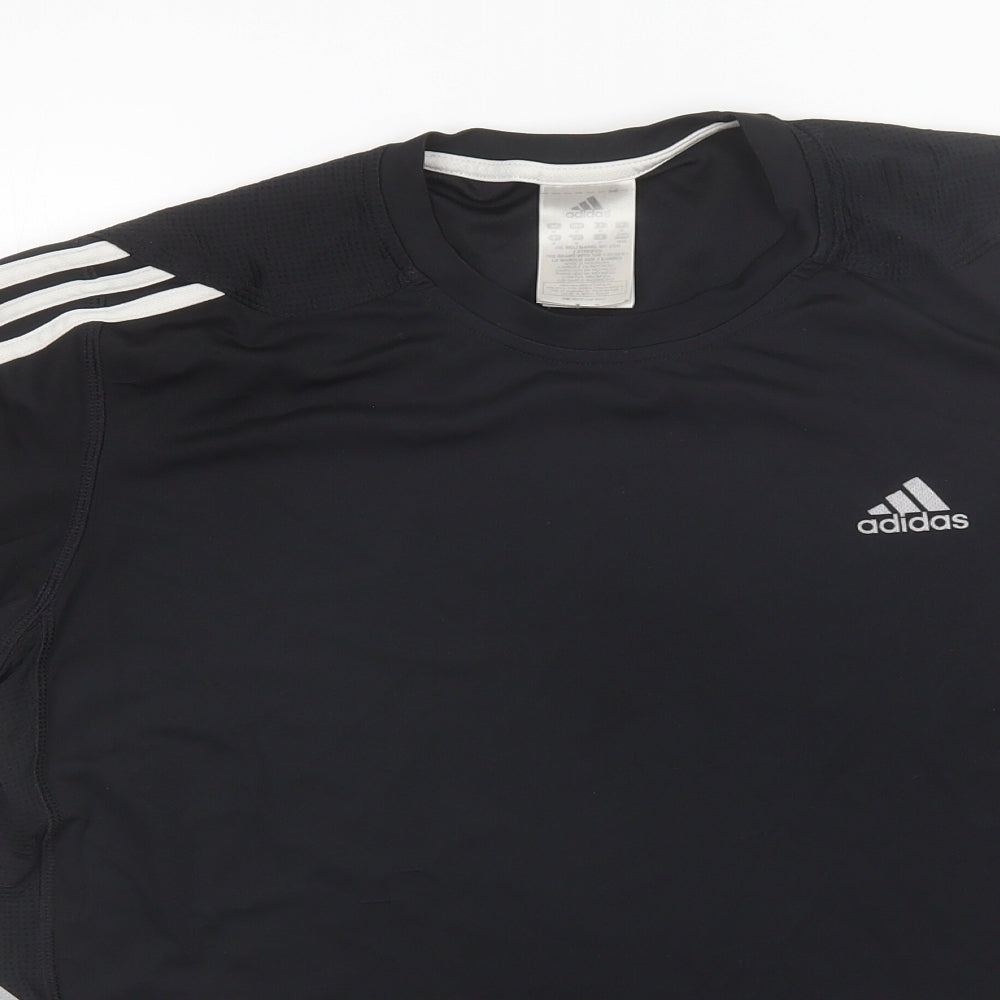 adidas Mens Black  Polyester Basic T-Shirt Size M Round Neck