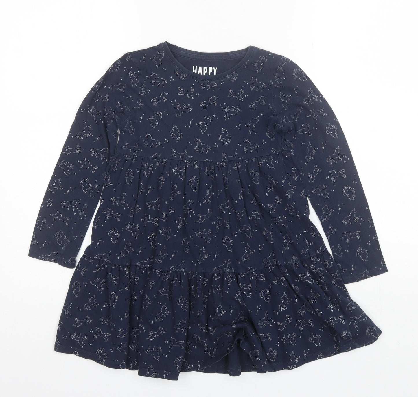 F&F Girls Blue  Cotton Shift  Size 8-9 Years  Round Neck