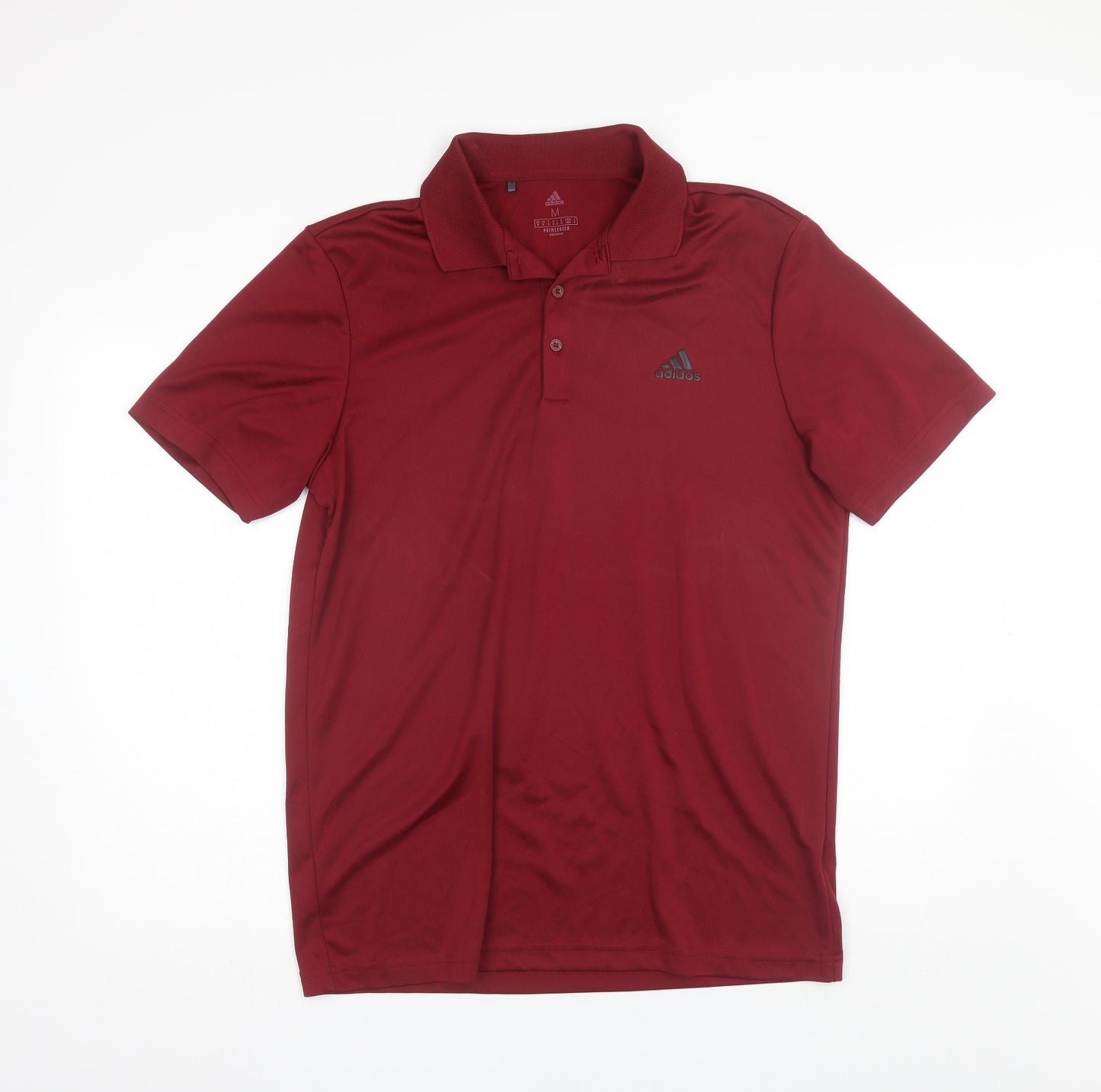 adidas Mens Red  Polyester Blend Basic Polo Size M Collared