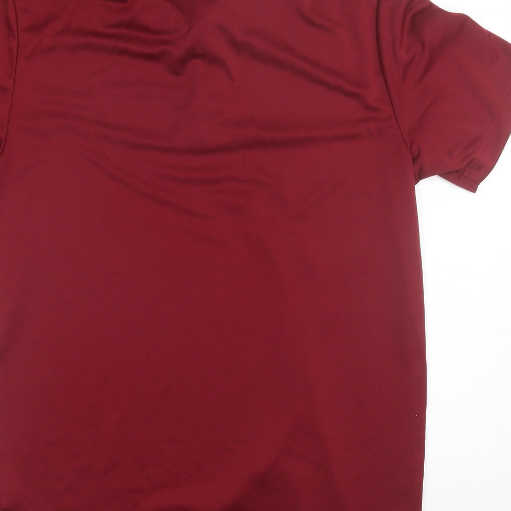 adidas Mens Red  Polyester Blend Basic Polo Size M Collared