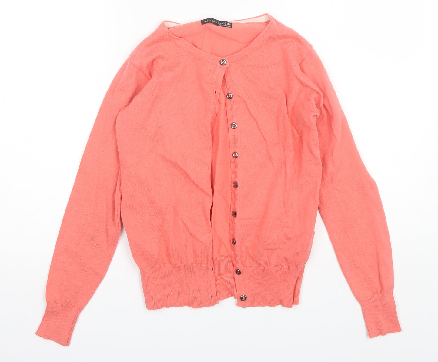Atmosphere Womens Pink Round Neck  Cotton Cardigan Jumper Size 10