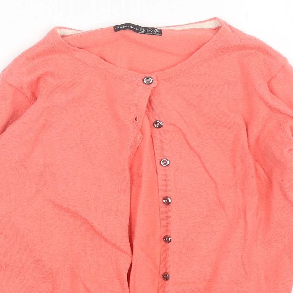 Atmosphere Womens Pink Round Neck  Cotton Cardigan Jumper Size 10