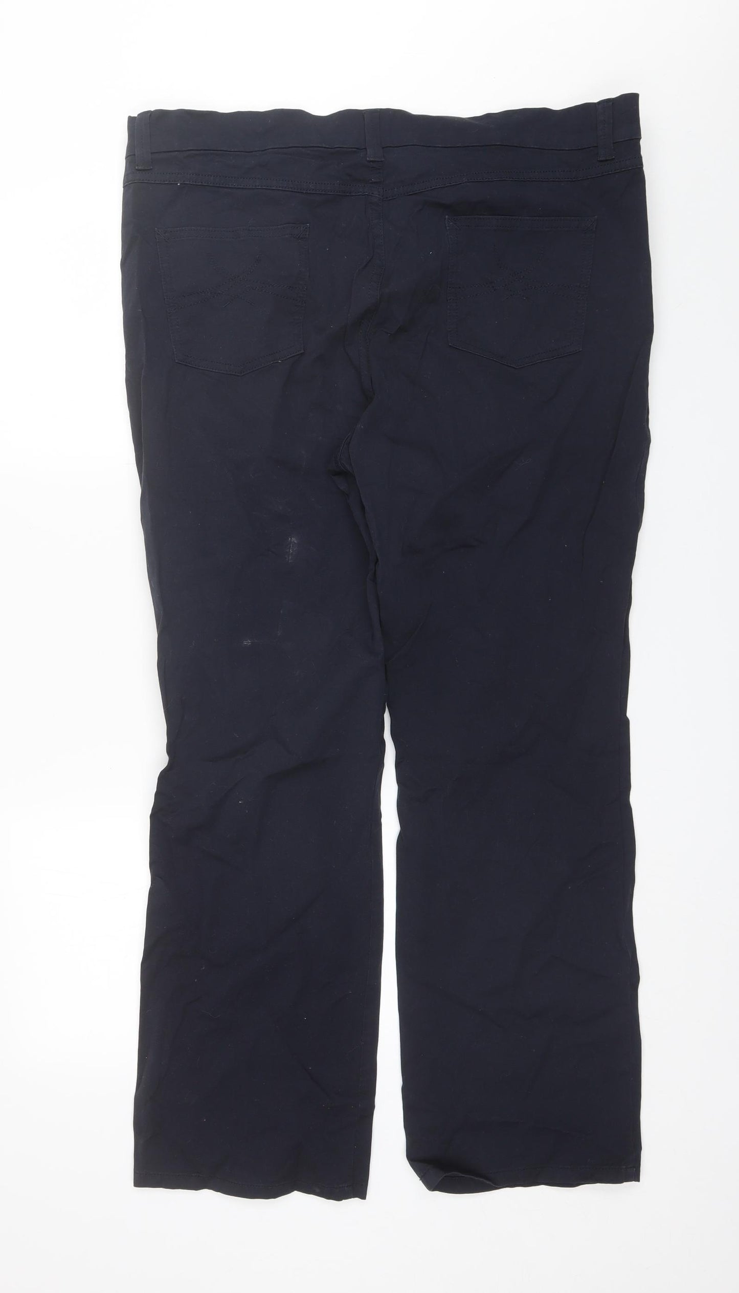 Marks and Spencer Womens Blue  Cotton Trousers  Size 20 L29 in Regular