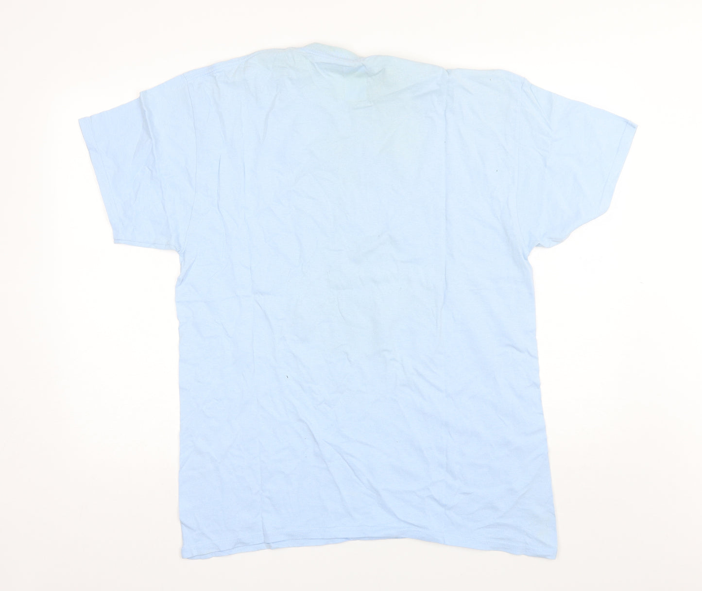 City Mens Blue  Cotton  T-Shirt Size L Round Neck