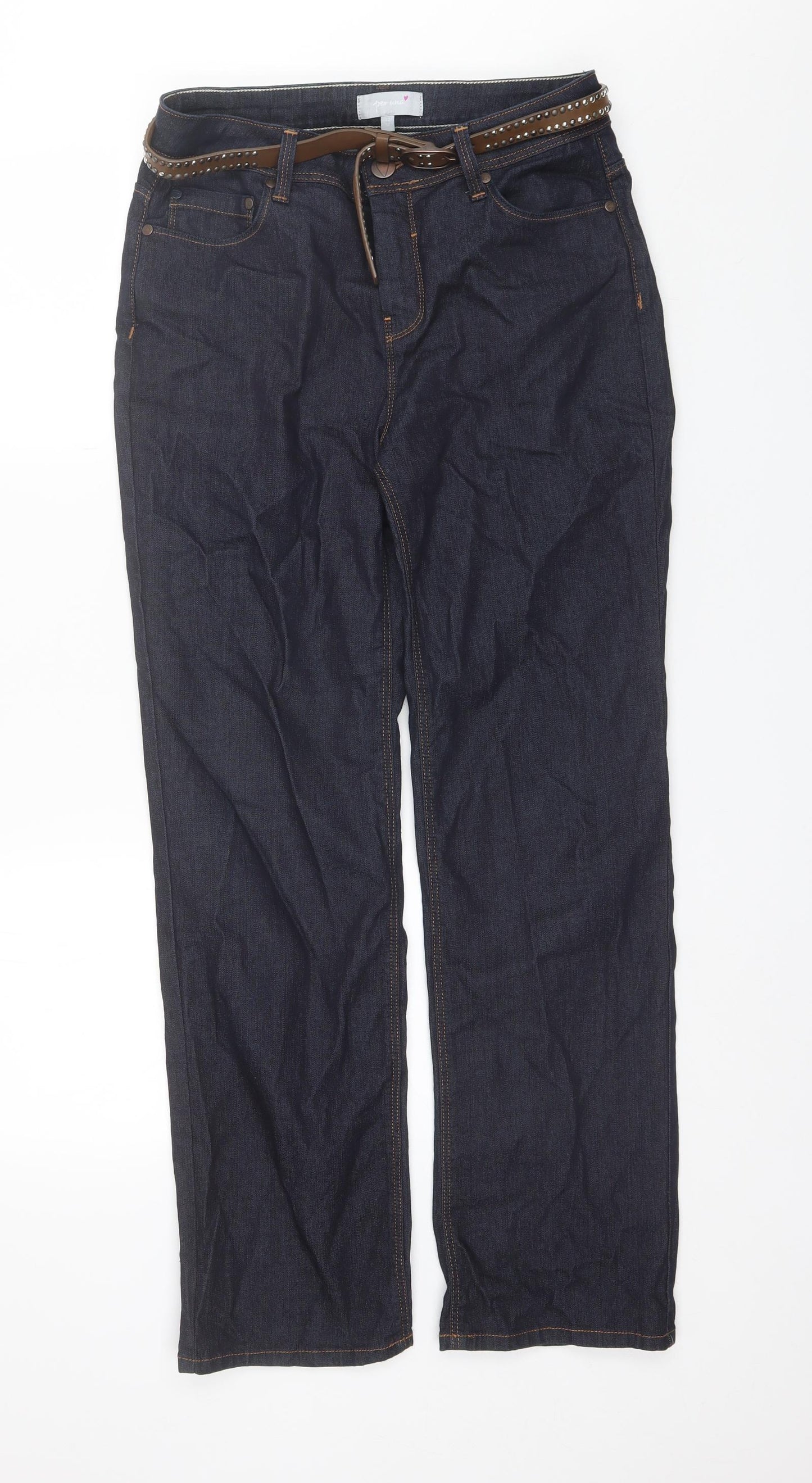 Per Una Womens Blue  Cotton Skinny Jeans Size 12 L30 in Regular