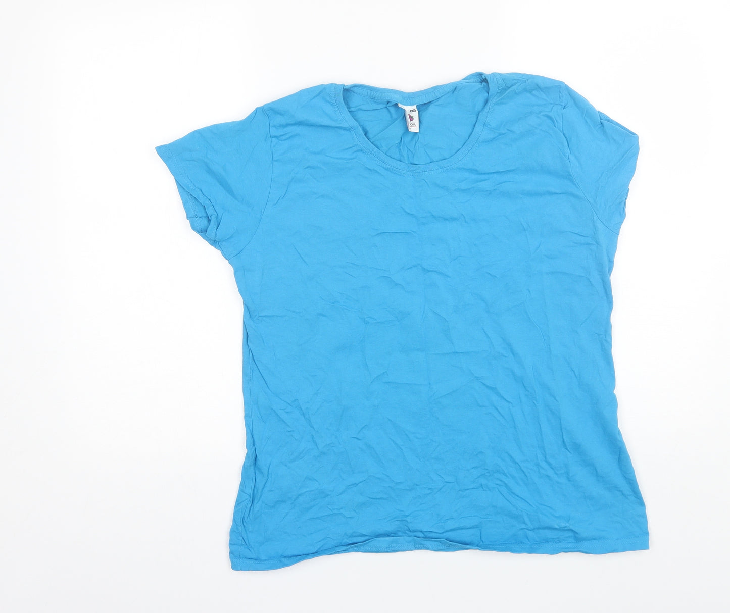 Fruit of the Loom Womens Blue  Cotton Basic T-Shirt Size 2XL Round Neck