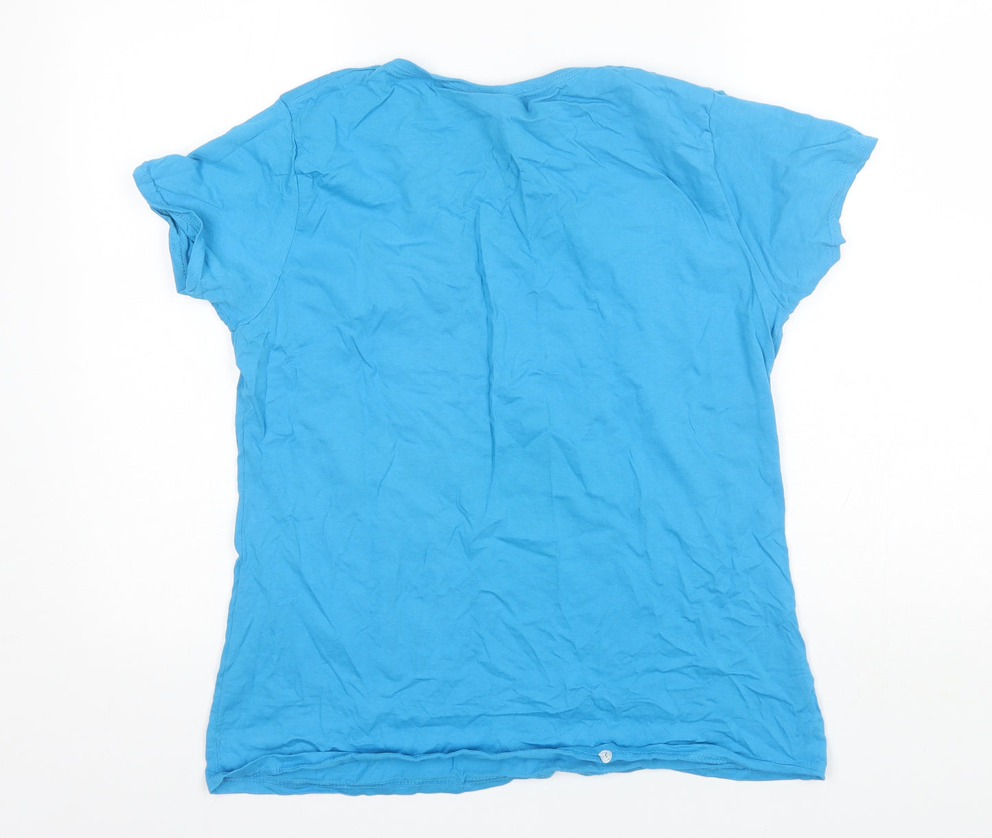 Fruit of the Loom Womens Blue  Cotton Basic T-Shirt Size 2XL Round Neck