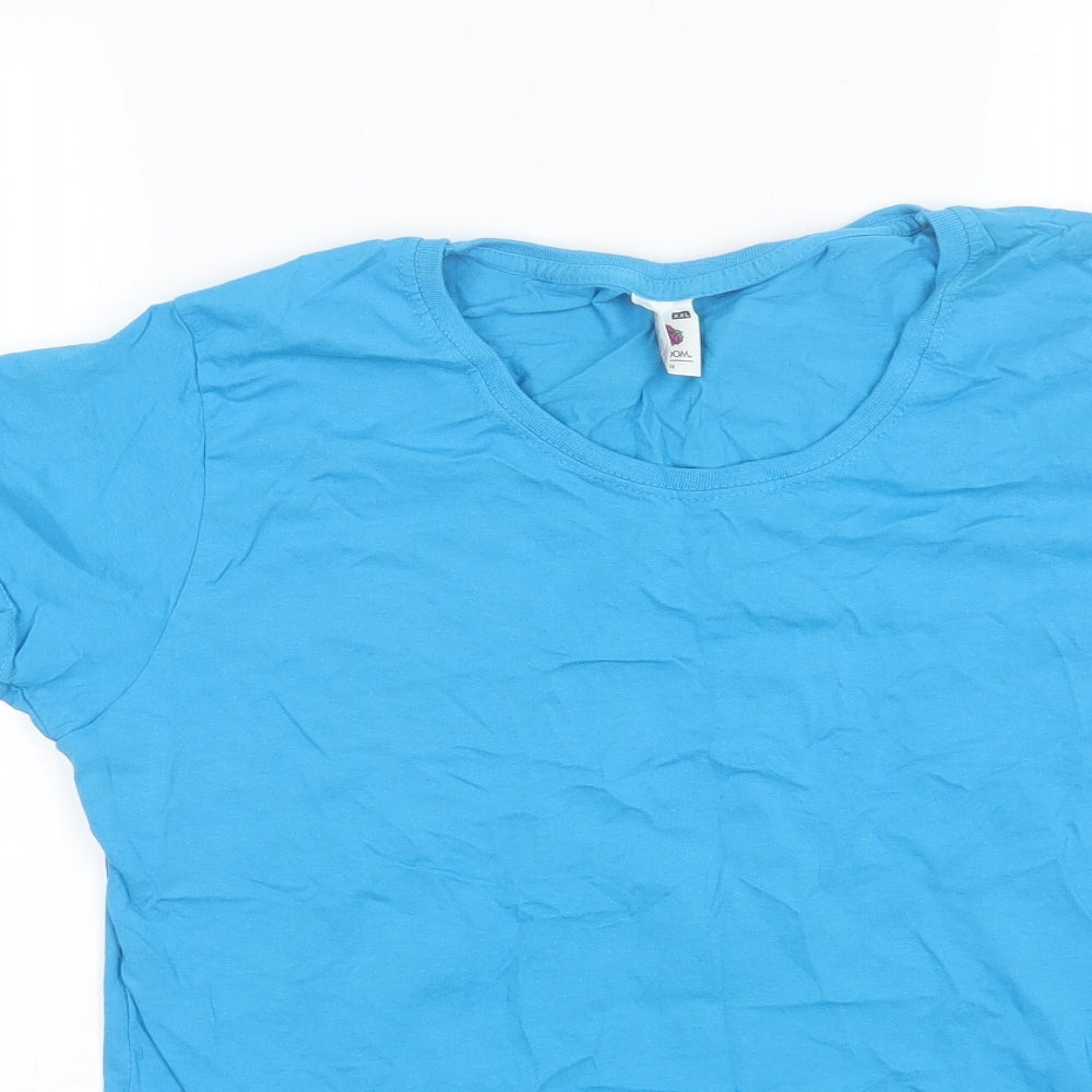 Fruit of the Loom Womens Blue  Cotton Basic T-Shirt Size 2XL Round Neck