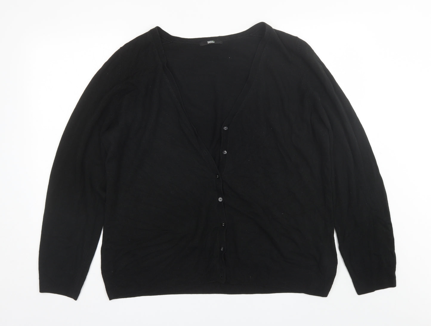 Marks and Spencer Womens Black V-Neck  Acrylic Cardigan Jumper Size 24