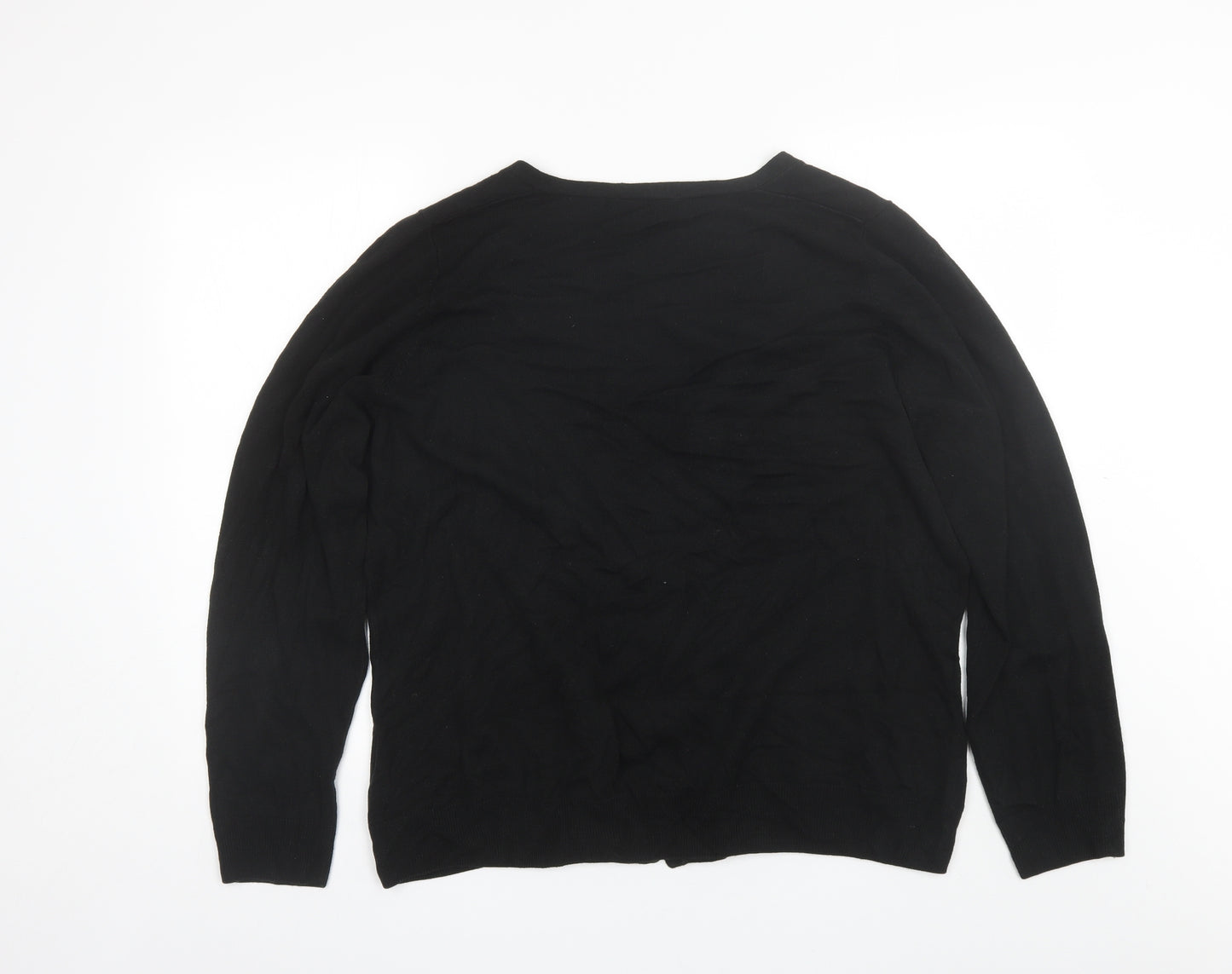 Marks and Spencer Womens Black V-Neck  Acrylic Cardigan Jumper Size 24