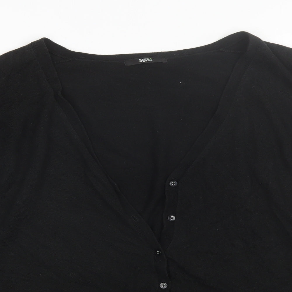 Marks and Spencer Womens Black V-Neck  Acrylic Cardigan Jumper Size 24