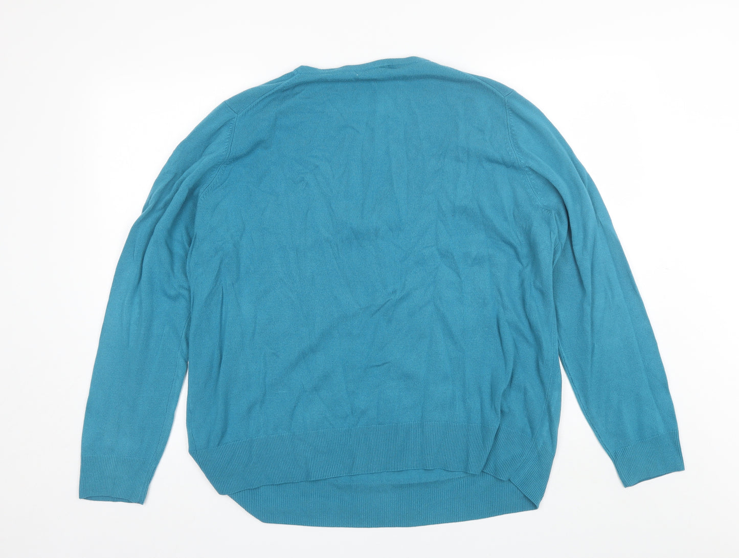 Marks and Spencer Womens Blue V-Neck  Acrylic Pullover Jumper Size 22