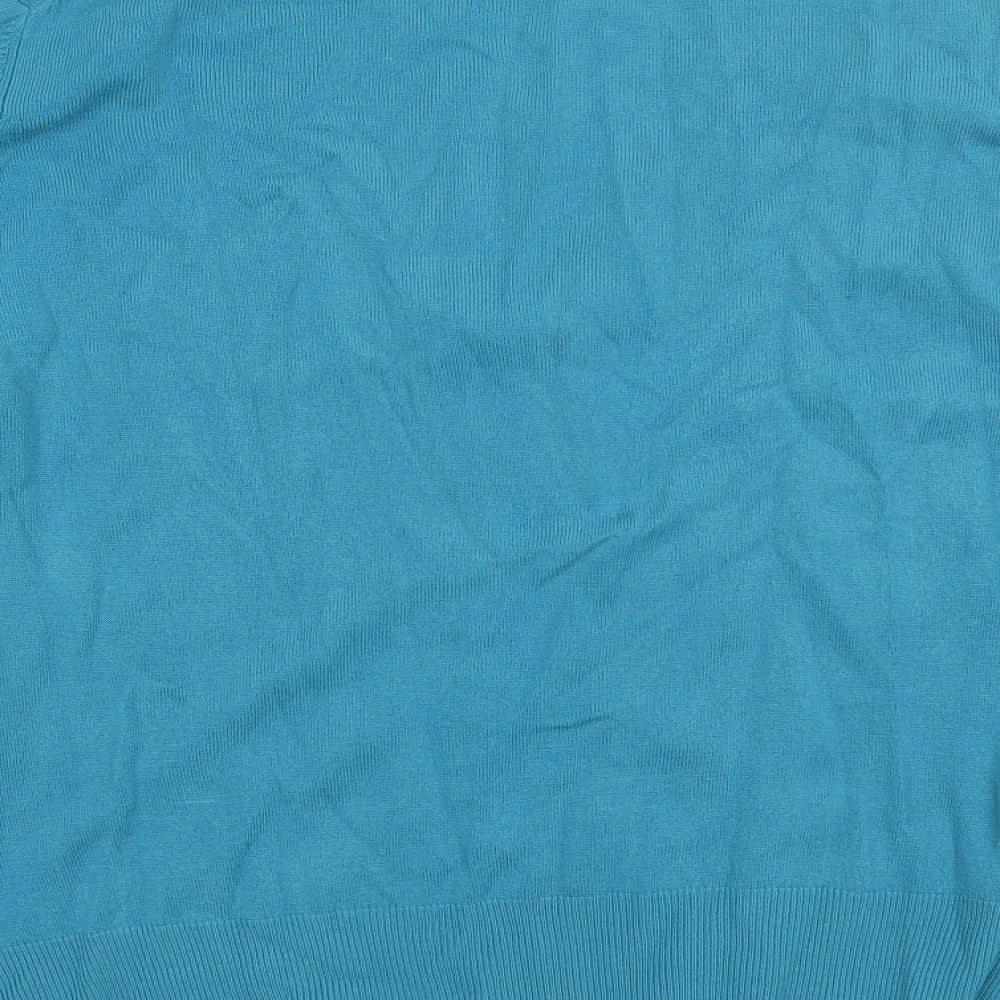Marks and Spencer Womens Blue V-Neck  Acrylic Pullover Jumper Size 22