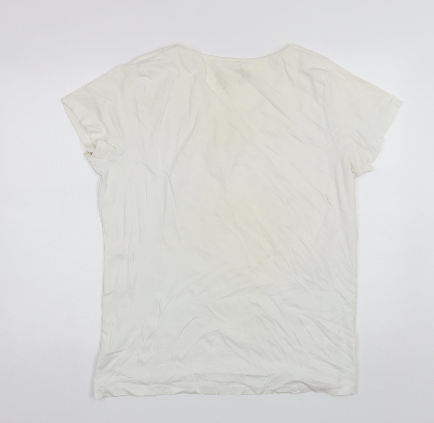 Casual Collection Womens White  Cotton Basic T-Shirt Size 22 Round Neck