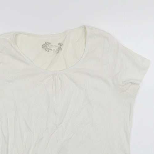 Casual Collection Womens White  Cotton Basic T-Shirt Size 22 Round Neck