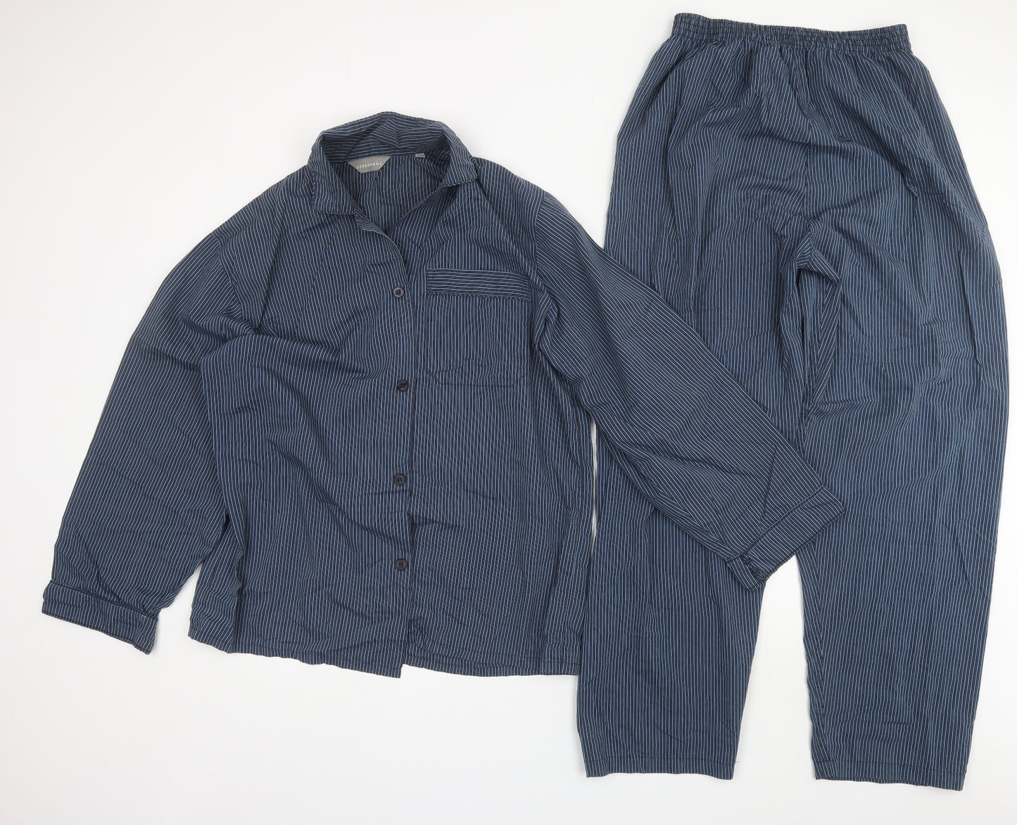 Debenhams Mens Blue Striped Polyester  Pyjama Set Size S