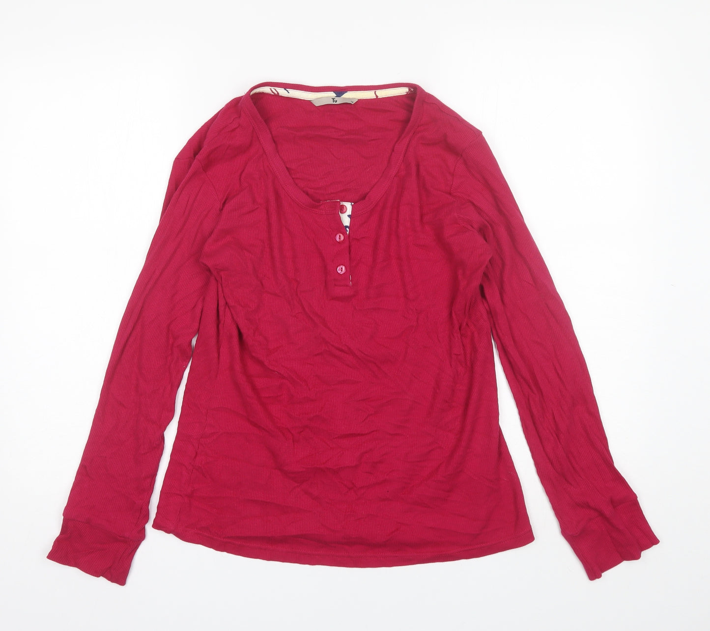TU Womens Pink  Cotton Basic T-Shirt Size 14 Scoop Neck