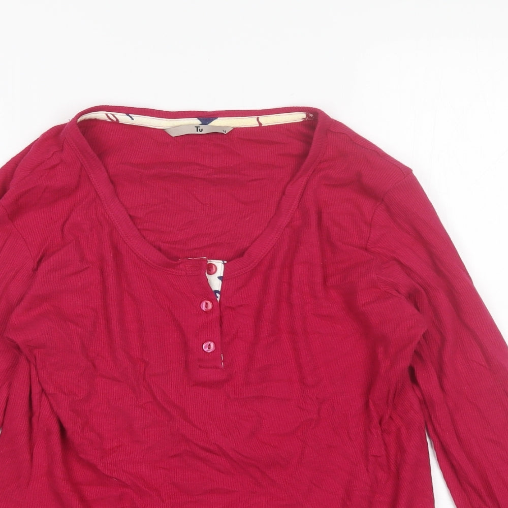 TU Womens Pink  Cotton Basic T-Shirt Size 14 Scoop Neck