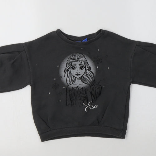 Primark Girls Grey  Cotton Pullover Sweatshirt Size 2-3 Years   - Elsa