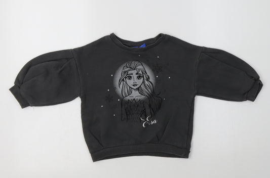 Primark Girls Grey  Cotton Pullover Sweatshirt Size 2-3 Years   - Elsa