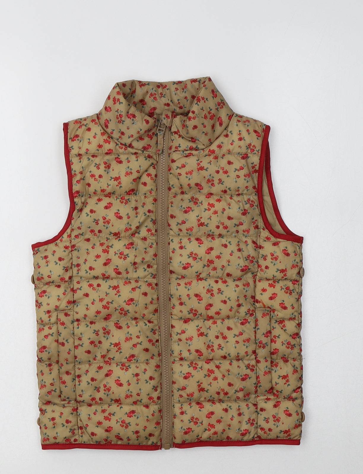 NEXT Girls Beige Floral  Gilet Waistcoat Size 7 Years